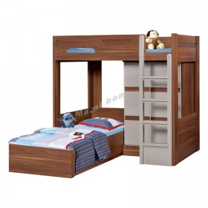 CCINO 900 bed with wardrobe, walnut color + khaki, 815615