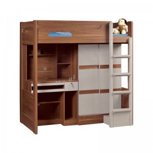 CCINO 900 bed with wardrobe + desk, walnut color + khaki, 815616