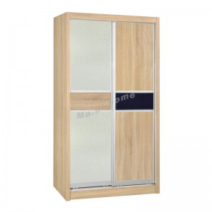 TESS sliding door wardrobe, oak color + cloth pattern
