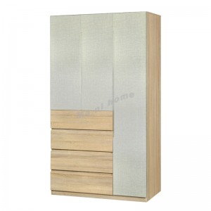 TESS 1200 hinge door wardrobe with drawers, oak color + cloth pattern, 817360