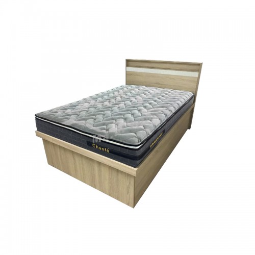 TESS bed , oak color + cloth pattern