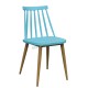 餐椅 藍色+木紋腳 