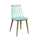 餐椅 綠色+木紋腳 