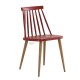 餐椅 紅色+木紋腳 