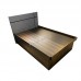 VENIRE bed, cement color + walnut veneer