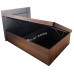 VENIRE bed, cement color + walnut veneer