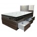 VENIRE bed with drawers, cement color + walnut + white color