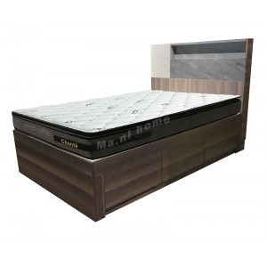 VENIRE 頭箱柜桶床, 水泥色+胡桃木色, 白色