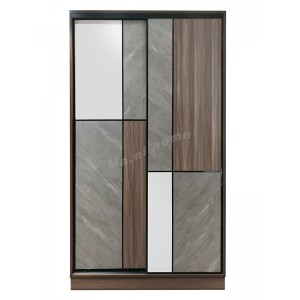 VENIRE 趟門衣柜, 水泥色+胡桃木色+白色