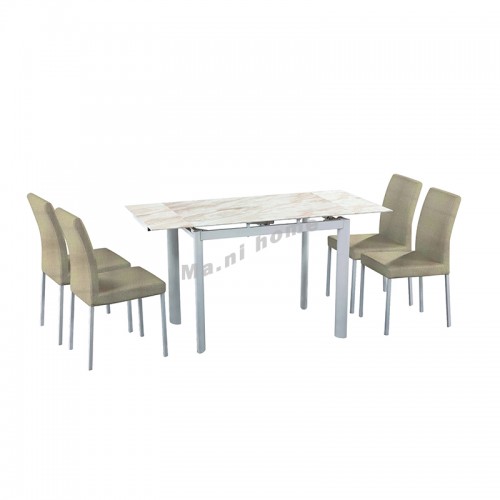 SASSO extendable dining table + 4 chairs, 818247