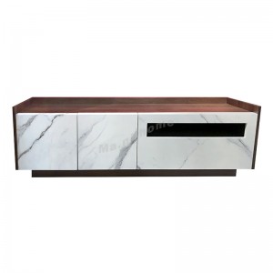 MARMO 電視地柜, 胡桃木色, 白色石紋