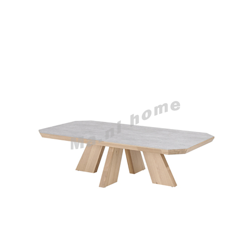 CLEMENT 1450 wooden coffee table, oak veneer, cement colour, 815412