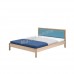 CLEMENT 1900 Bed, solid legs + oak veneer + fabric headboard, 815437