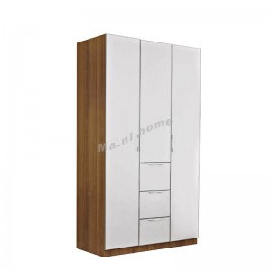 ACCORD 1200 hinge wardrobe with drawers , walnut color+white, 815535