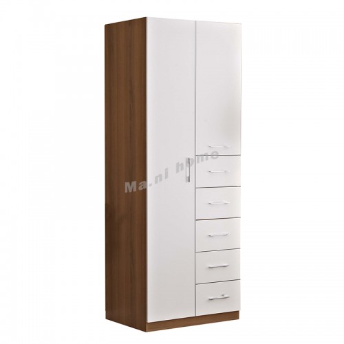 ACCORD hinge wardrobe with drawers , walnut color+white