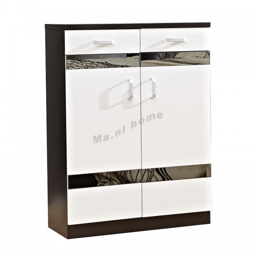 BIGIO 800 shoes cabinet +gray mirror, walnut color+white, 815552