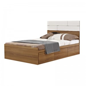NATURA  bed with drawers, light walnut color + white