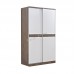 ANGO sliding door wardrobe, gray wood grain + white