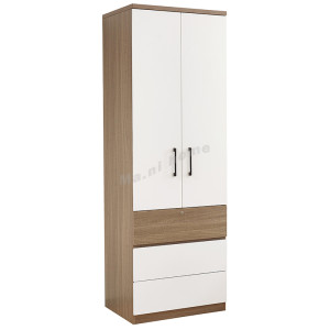 LEGNO 灰木紋配白雙掩門三桶衣櫃