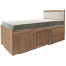 ANGO Sliding door bed with 2 drawers , gray wood grain / Khaki