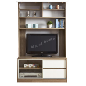 ANGO 48"灰木紋配白雙桶趟門組合櫃