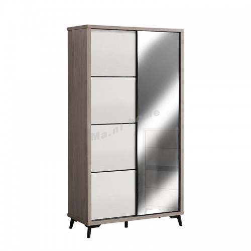 ROVE 900 shoes cabinet, gray oak + ivory white + gray mirror, 818757