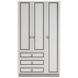 ZEUS 1200 3門3桶衣櫃, 灰橡色+象牙色, 819892