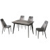 MARMO 1600 dining table 805 set, lead color + dark marble pattern ceramic surface (automatic rebound)