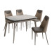 PATCH 1600 Ceramic glass dining table set, Milky white frame + patterned ceramic glass surface frame + patterned ceramic glass surface