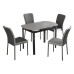 ROCCIA 1100 dinning set with 4 chair, gray slate top + gray tripod, gray chairs