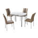 ROCCIA 1100 dinning set with 4 chair, White rock surface + white tripod, khaki chair