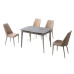 MARMO 1600 Ceramic glass dining table set, gray surface+milk white frame, khaki chair
