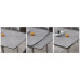MARMO 1600 Ceramic glass dining table set, gray surface+milk white frame, khaki chair