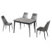 MARMO 1600 Ceramic glass dining table set, gray surface + gray frame, gray chair