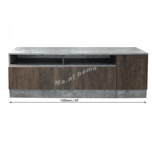 EBONY 伸縮地柜, 夾板, 水泥色, 胡桃木色