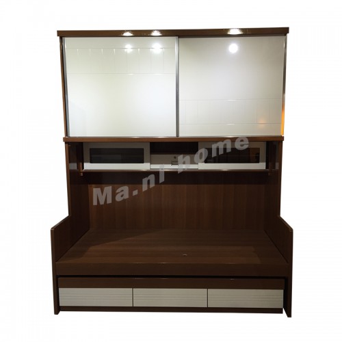 MULTI 900 bed with wardrobe and extendable bed, walnut color+white, 809932
